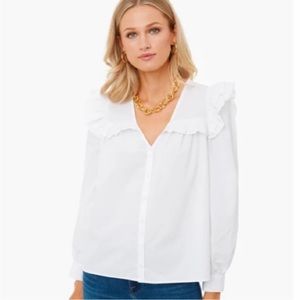 White Ellianna Pomander Place Ruffle Blouse